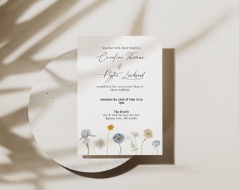 Floral Romantic Wedding Invitation | Customizable DIY Wedding Invitation | Wedding Invitation Template | Editable Digital Download | Daphne