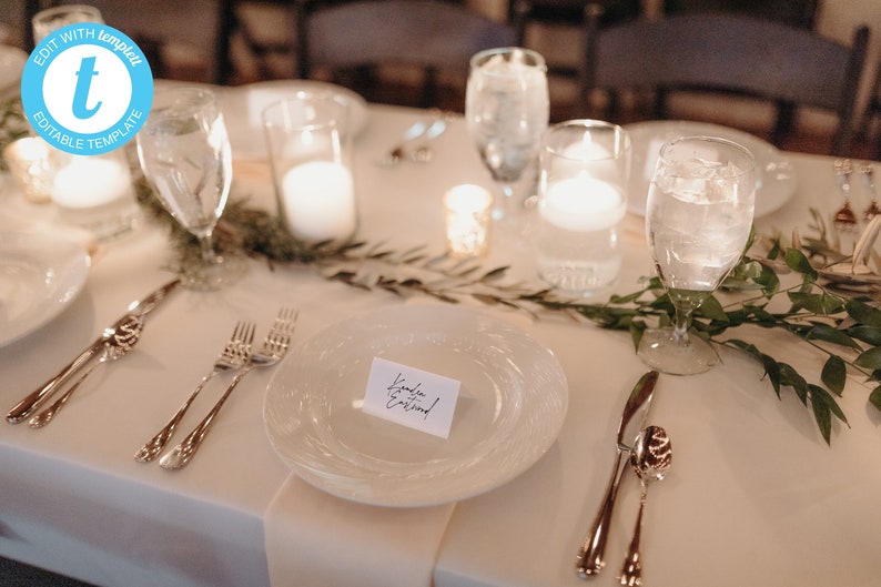 DIY Place Card Template Modern Custom Wedding Place Card Editable