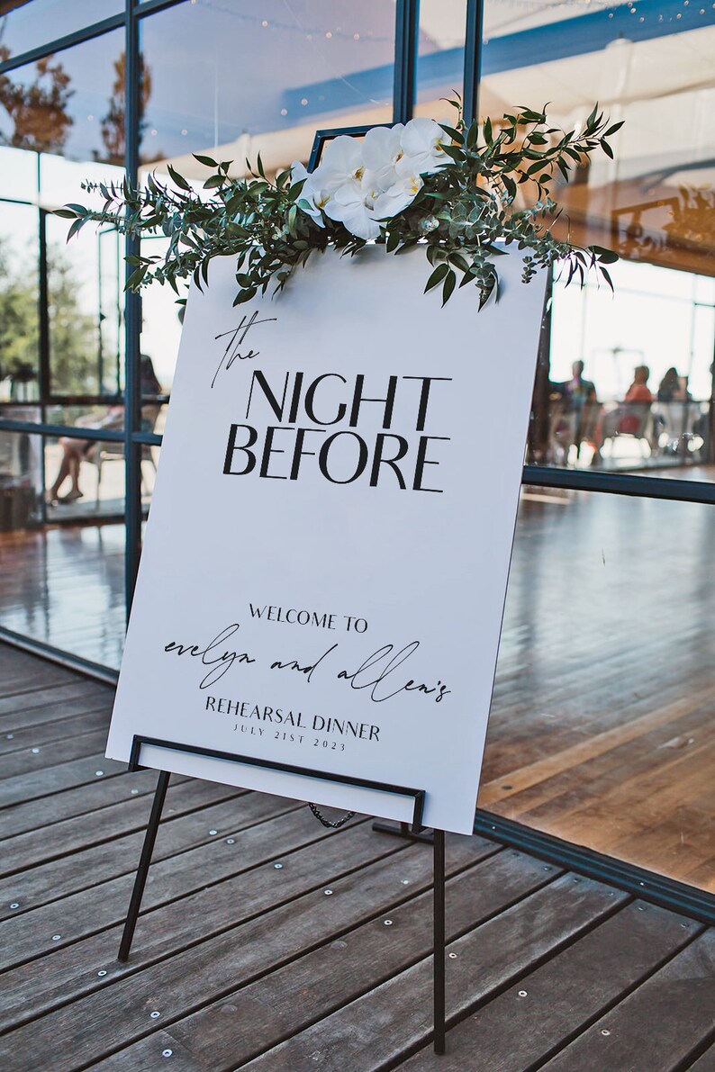 The Night Before | Cursive Rehearsal Dinner Sign | DIY Editable ...