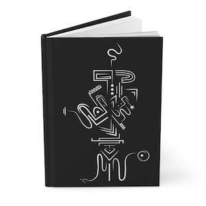 Black Minimalist Line Art Journal , Abstract Art, Hardcover Journal, Abstract Notebook, Black and White Notebook