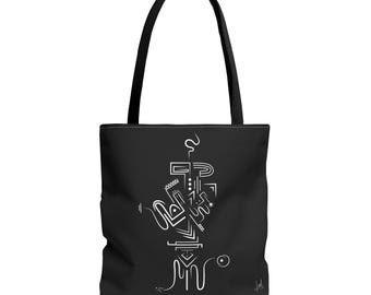 Black Abstract Art Tote Bag: Chic Reusable Shopping Bag