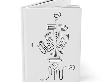 Diario de tapa dura mate: Diseño de arte lineal abstracto