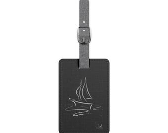Black Sailboat Luggage Tag: Nautical Travel Accessory