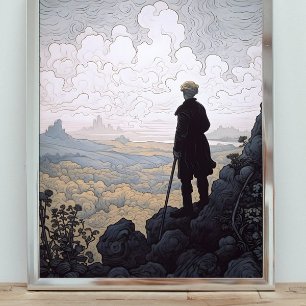 Wanderer above the Sea of Fog poster 24x36' - Caspar David Friedrich - Retro Poster - Retro Modern - Art Poster - Classic Art - Wall Art