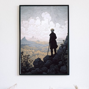 Wanderer above the Sea of Fog poster 24x36&#39; - Caspar David Friedrich - Retro Poster - Retro Modern - Art Poster - Classic Art - Wall Art