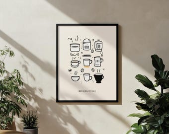 Minimalist Coffee Poster: Morning Rituals Kitchen Art (16x20 Inches) (Digital Download