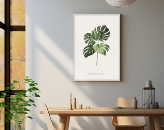 Impressão Retro Monstera: Arte Botânica de Parede (Download em PDF, 16x20 polegadas)