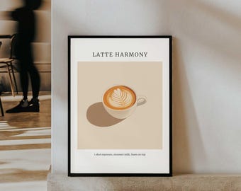 Latte Art Print: Minimalist Coffee Poster (16x20 Inches) (Digital Download)
