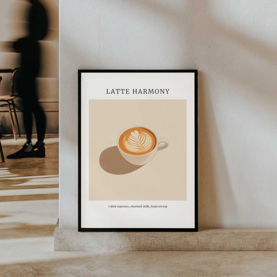 Latte Art Print: Minimalist Coffee Poster (16x20 Inches) (Digital Download)