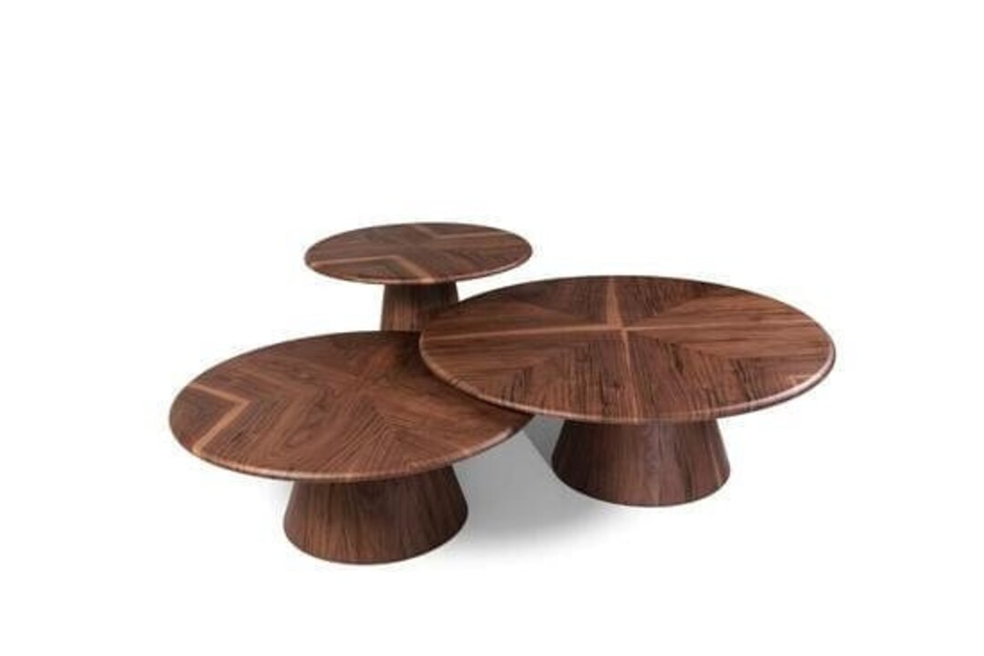 Wooden Nesting Table Set of 3 , Mid Century Modern Nesting Table