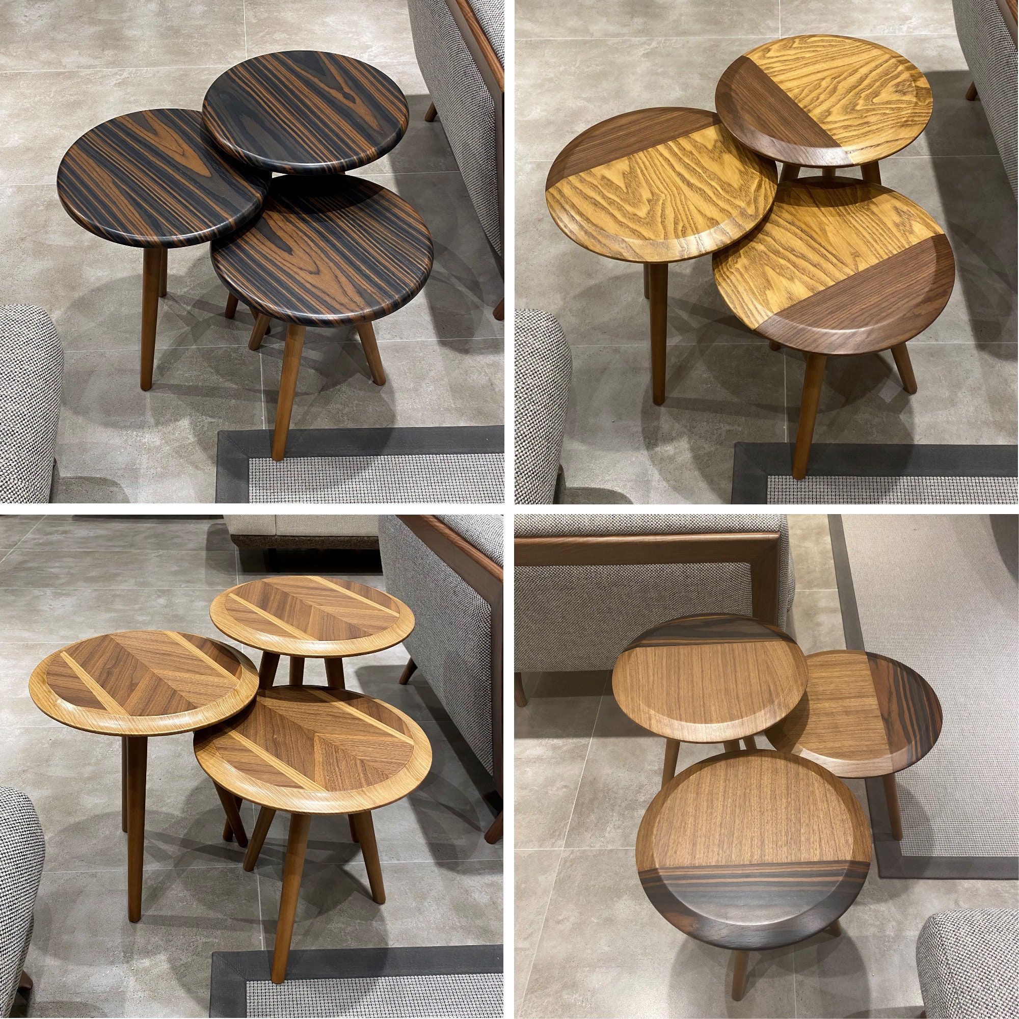 Wooden Nesting Table Set of 3 Mid Century Modern Nesting Etsy