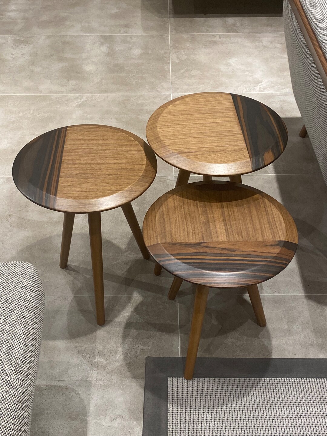 Wooden Nesting Table Set of 3 , Mid Century Modern Nesting Table