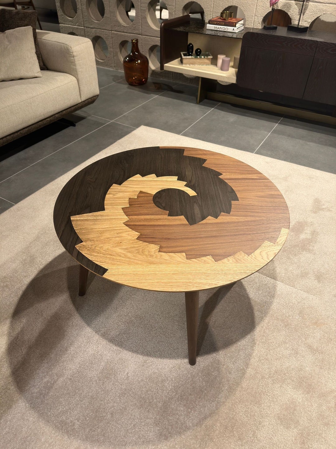 Wooden Walnut Veneer Coffee Table Mid Century Modern Coffee Etsy