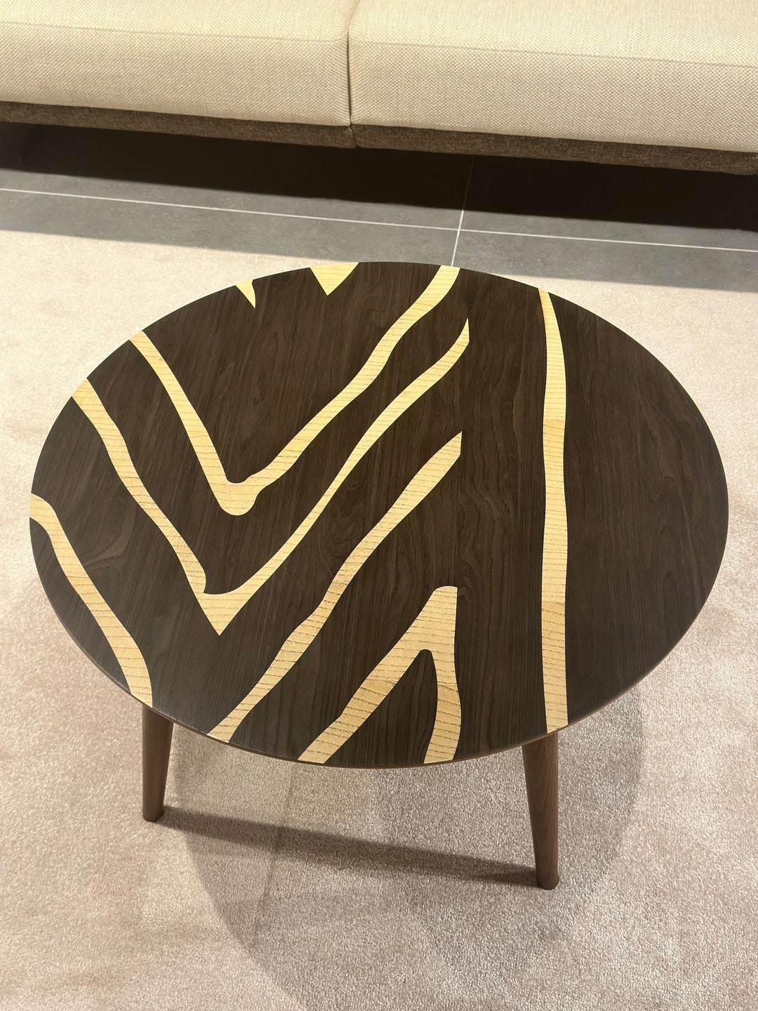 Wooden Walnut Veneer Coffee Table Mid Century Modern Coffee Etsy