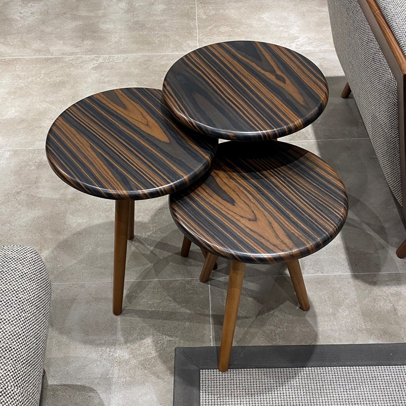 Wooden Nesting Table Set of 3 Mid Century Modern Nesting Etsy