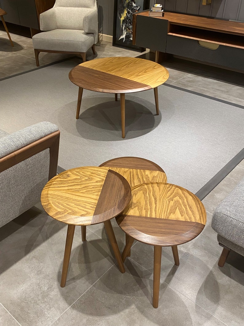 Wooden Nesting Table Set of 3 Mid Century Modern Nesting Etsy