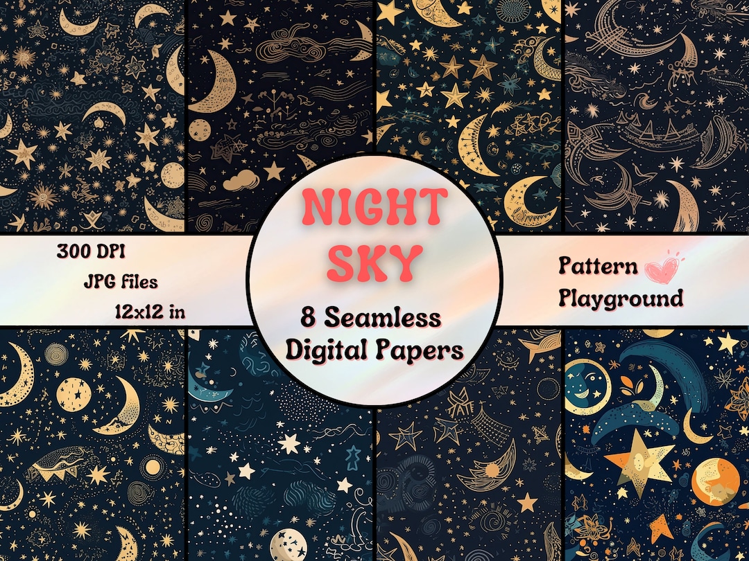 NIGHT SKY Printable Seamless Digital Paper Instant Etsy