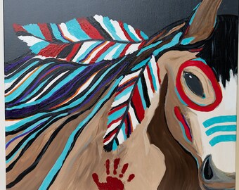 Original War Horse Painting- Acrylic on Canvas