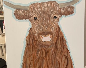 Original Canvas Art-Highland Cow