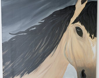 Original Buckskin Horse Art - Acrylic Horse Painting on Canvas