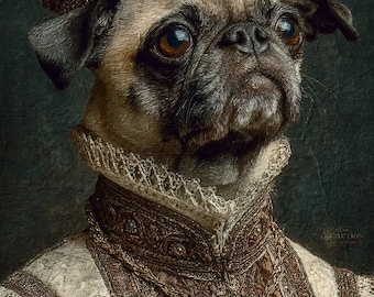 King Portrait – Custom Royal Pet Art with Crown and Cross