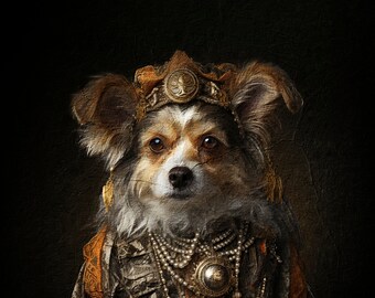Custom Royal Pet Portrait: Mid-Century Regal Pet Art