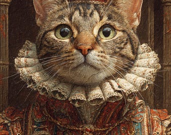 Custom Renaissance Pet Portrait: Regal Cat or Dog in King Costume