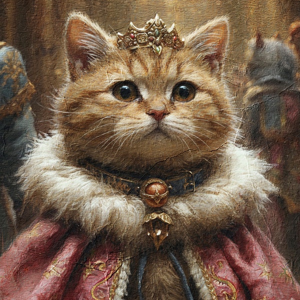 Portrait de chat Renaissance à partir d'une photo, dessin animé d'animal de compagnie, portrait d'animal de compagnie de dessin animé personnalisé, portrait de chat royal, cadeau pour amoureux des animaux de compagnie, téléchargements numériques