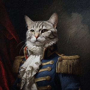 Ritratto di animale domestico regale, Ritratto di animale domestico del comandante, Ritratto di animale domestico re, Ritratto di cane personalizzato, Ritratto di gatto reale, Ritratto di animale domestico reale, Ritratto di animale domestico personalizzato