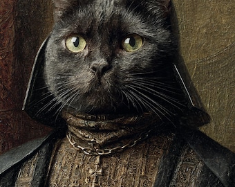 Dark Lord Cat Portrait – Custom Pet Art in Fantasy Sith Costume