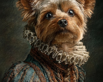 Pet Portrait – Custom Royal Dog in Green Renaissance Outfit