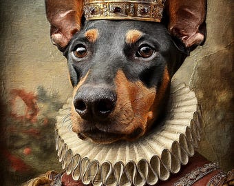 Renaissance Royal Pet Portrait: Custom Dog Art, Vintage Outfit