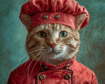 Custom Chef Pet Portrait: Regal Royal Pet Art
