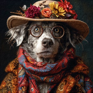 Custom Royal Pet Portrait: Mid-Century Art, Regal Pet