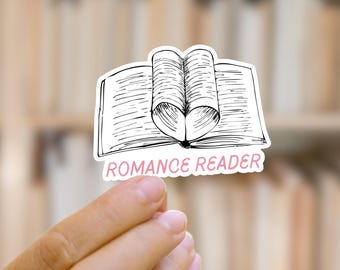 Romance Reader Sticker: Heart Book, Waterproof Vinyl Decal