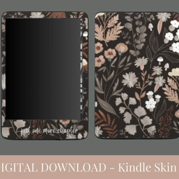 DIGITAL DOWNLOAD - Kindle Skin, Kindle Cover, Dark Floral