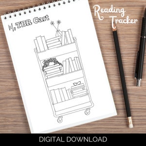 Lezen TBR Cart Kleurplaat DIGITALE DOWNLOAD