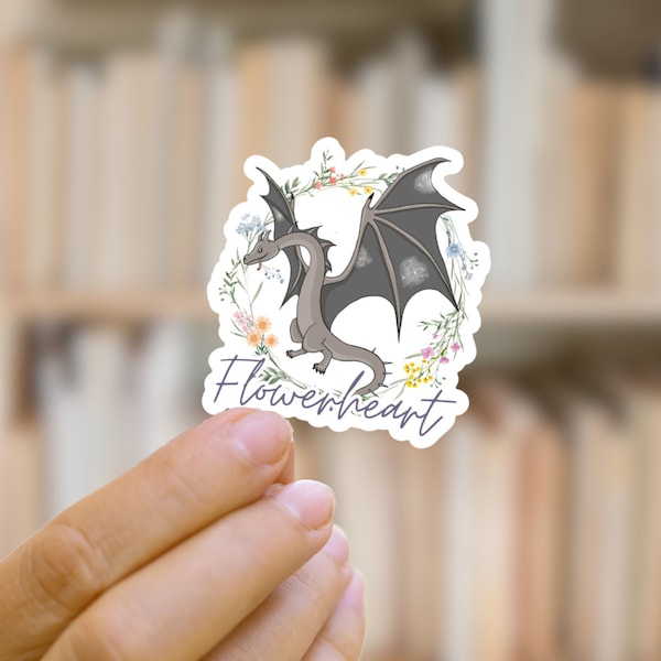 Flowerheart Abraxos Wyvern Sticker | Throne of Glass | Bookish Sticker | Waterproof Sticker