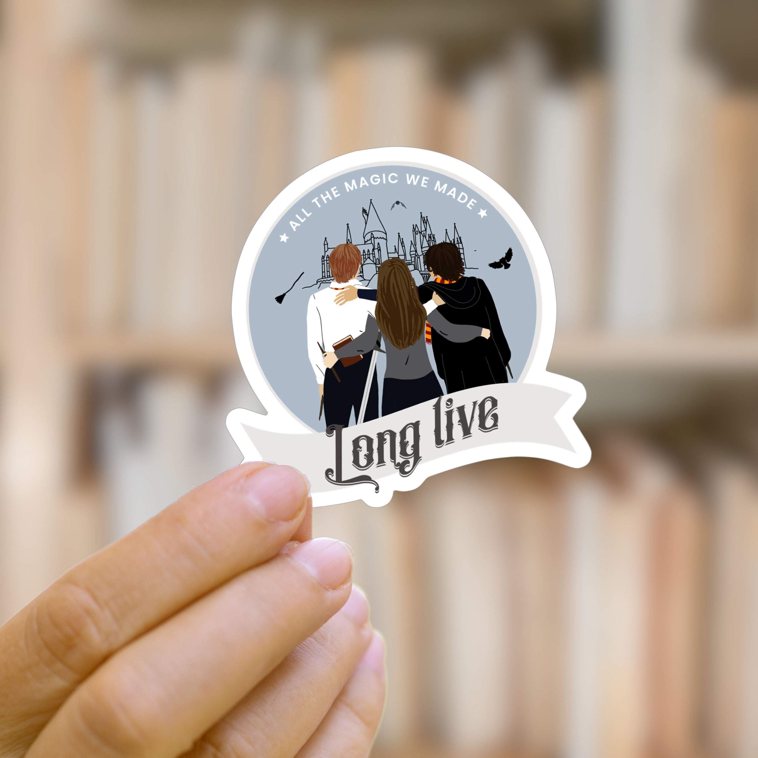 Long Live Harry Potter Sticker | Harry Hermione and Ron Sticker | Waterproof Book Sticker | Bookish Merch