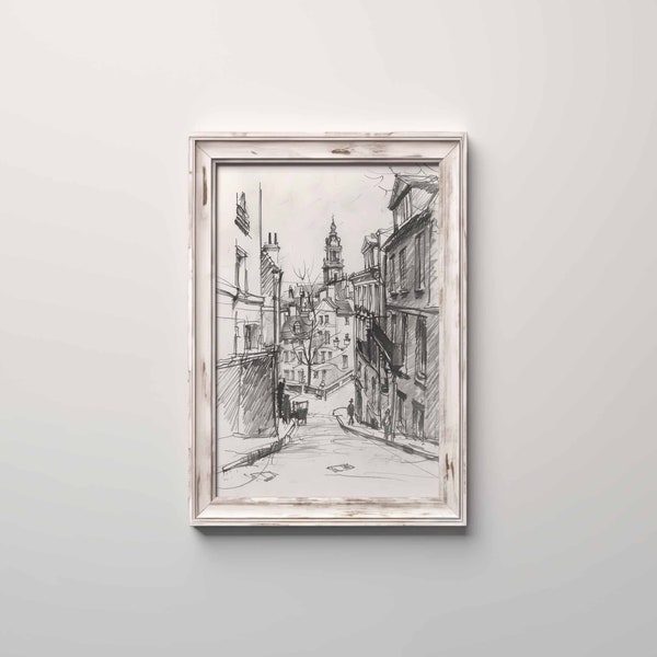 City Street Energy City Life Drawing Digital Download Art Gesture Drawing Art Download Printable Cityscape Building Sketch 260