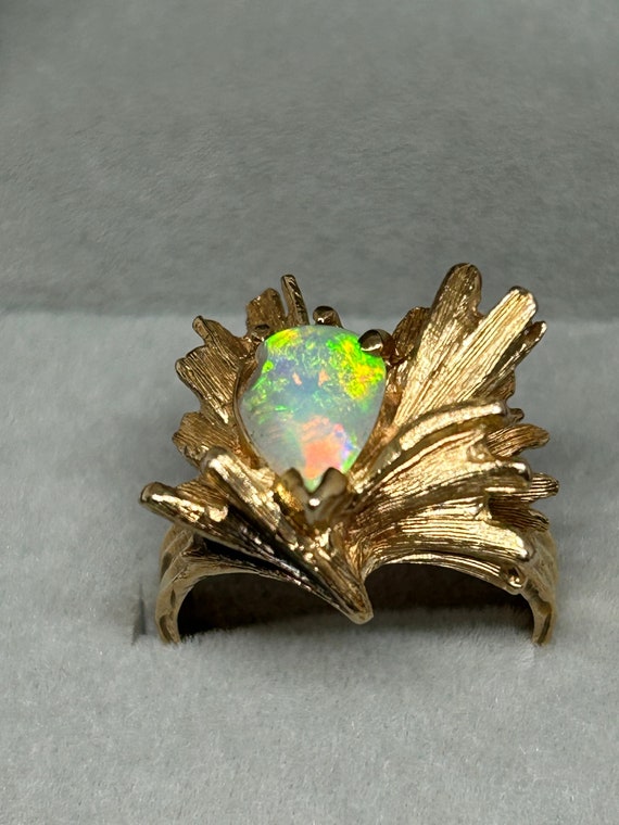 Opal Ring Set in 14K Yellow Gold Free Form cast