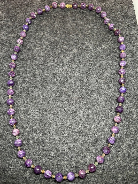 Amethyst beaded antique necklace. 25” Natural Amet