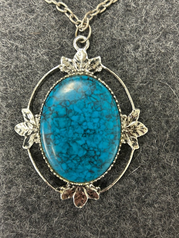 Hand crafted Turquoise and Silver Pendant Necklace
