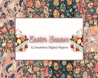12 Seamless Easter Season Patterns. Digital Paper/Backgrounds