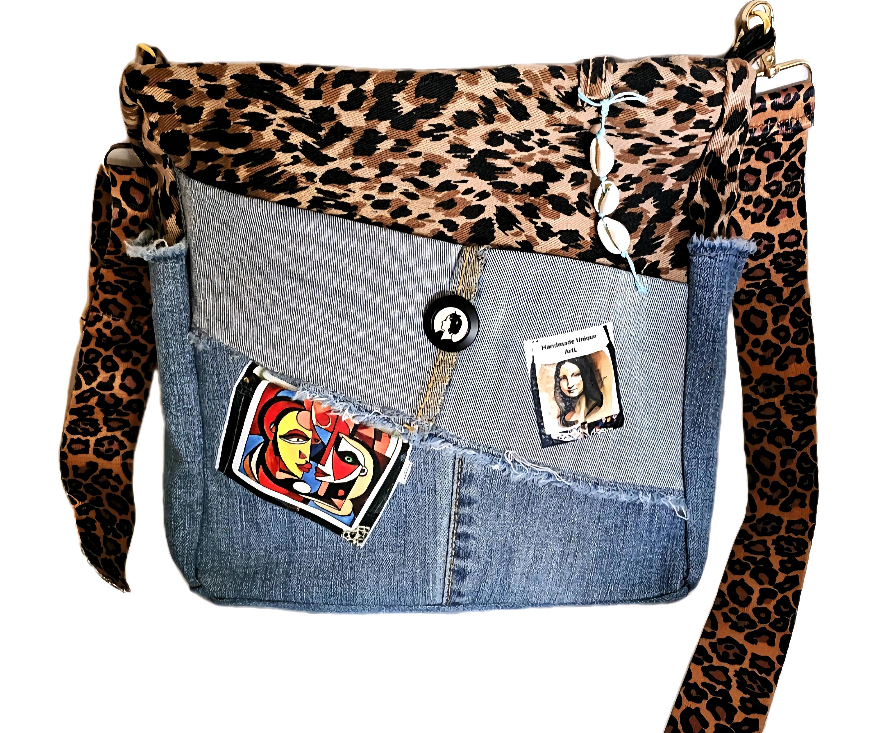 №689【DENIM✖️Leopard巾着バケツBAG】DENIM Remake 4_0c103697-47a1-4bf3-bd08-