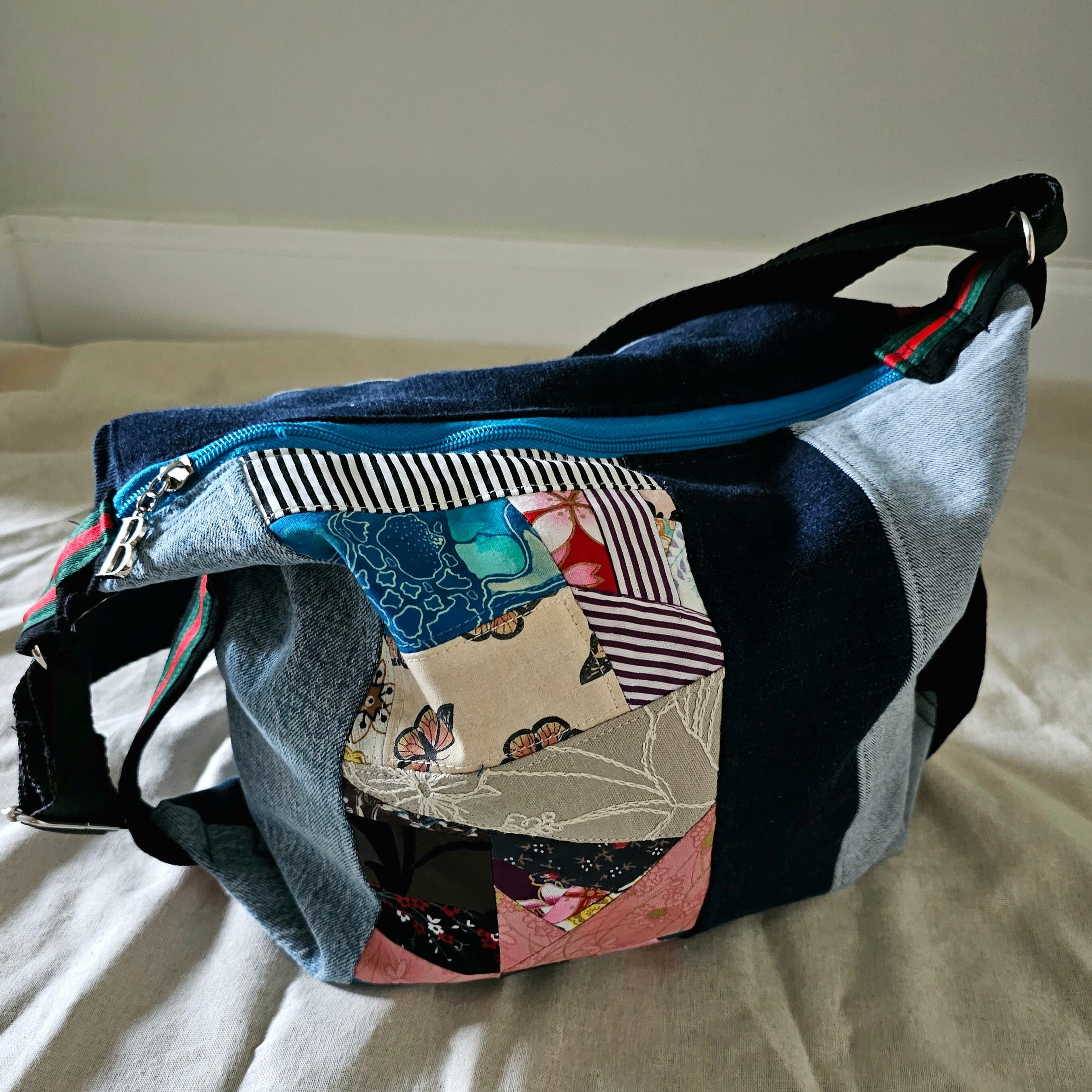The bride of Frankenstein's bag. :)  Bags, Upcycled handbag, Patchwork bags