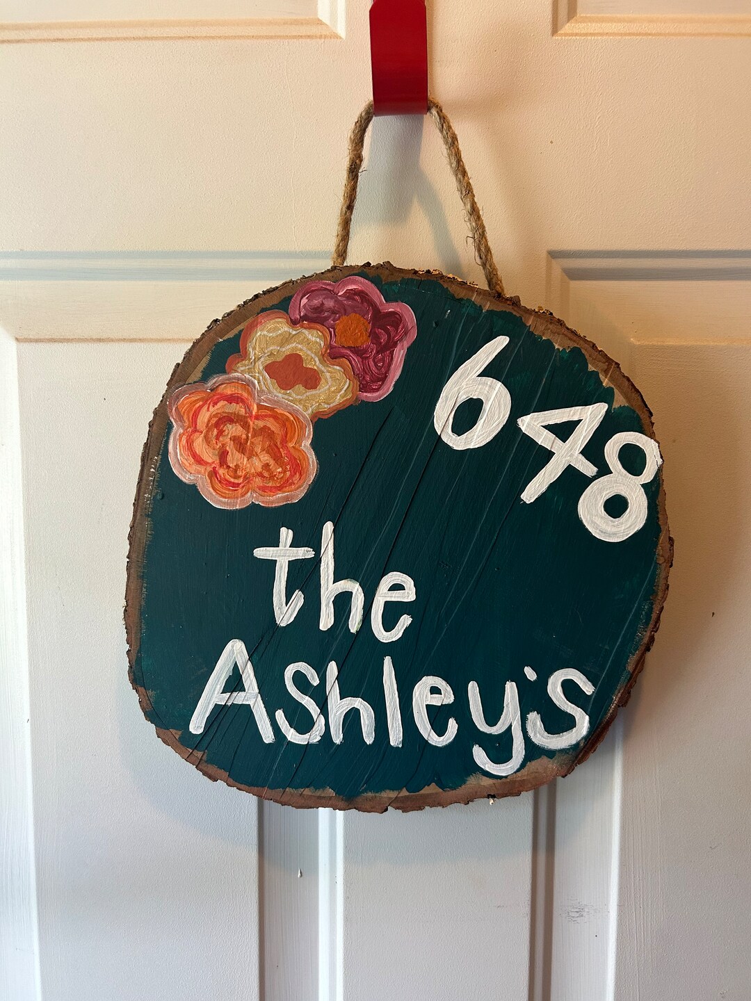 Wood Slice Address Number Porch/door Hanger Etsy