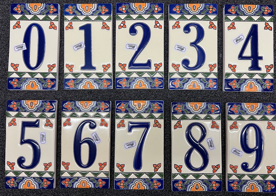 Salsa Numbers Talavera Numbers Rustic Hand Paint - Etsy