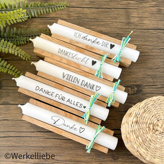 Kerzen mit Sprüchen - Kleinigkeit zum verschenken, Dankeschön Geschenkset mit beschrifteter Kerze oder als handgemachtes Kerzen Geschenk