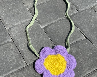 Crochet Flower Purse - Handmade Purse - Crossbody Purse